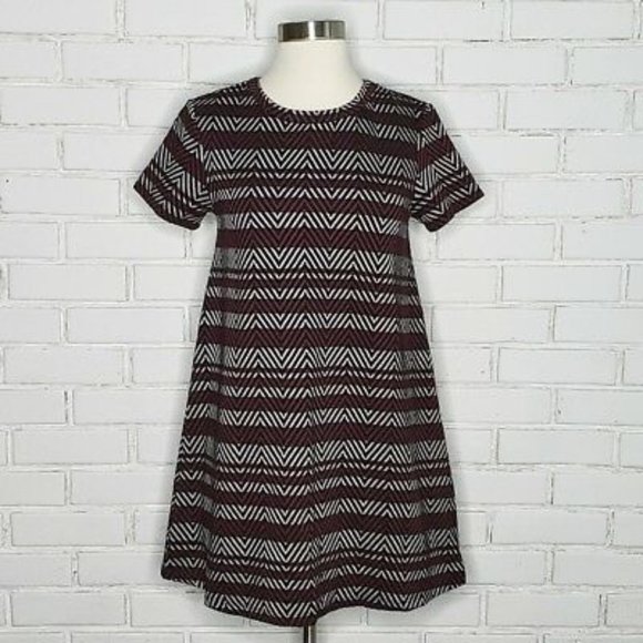 Zara Striped Chevron Babydoll Jacquard Dress S - Picture 5 of 5